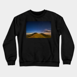 Comet NEOWISE and Noctilucent cloud over Corn Du and Pen y Fan in the Brecon Beacons National Park, Wales Crewneck Sweatshirt